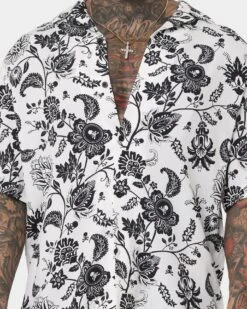 Saint Morta Paradise Short Sleeve Shirt White/Black -Champioe Style 02041869 YW110 mens 030