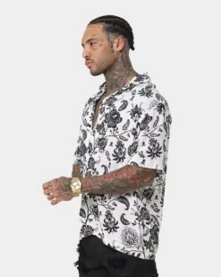 Saint Morta Paradise Short Sleeve Shirt White/Black -Champioe Style 02041869 YW110 mens 060