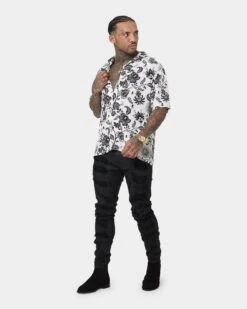 Saint Morta Paradise Short Sleeve Shirt White/Black -Champioe Style 02041869 YW110 mens 070