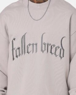 Fallen Breed Logo Crewneck Light Grey -Champioe Style 02042092 YL210 mens 0030