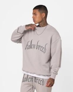 Fallen Breed Logo Crewneck Light Grey -Champioe Style 02042092 YL210 mens 0060