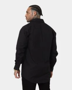 Saint Morta Egyptian Long Sleeve Button Up Shirt Black -Champioe Style 02042177 YB001 mens 040