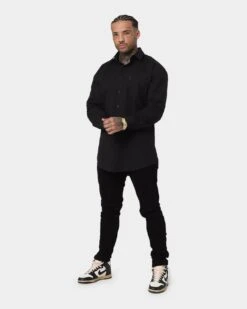 Saint Morta Egyptian Long Sleeve Button Up Shirt Black -Champioe Style 02042177 YB001 mens 070