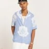 Carre Rose Bunch Button Up Shirt Light Blue -Champioe Style 02042349 YL200 mens 0001