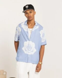 Carre Rose Bunch Button Up Shirt Light Blue