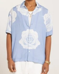 Carre Rose Bunch Button Up Shirt Light Blue -Champioe Style 02042349 YL200 mens 0003