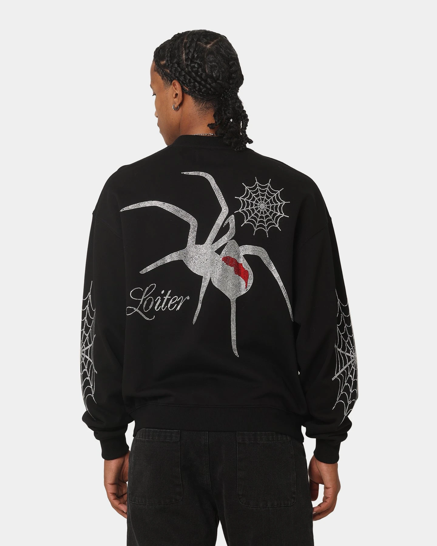 Loiter Spider Rhinestone Crewneck Black 3 Loiter Spider Rhinestone Crewneck Black