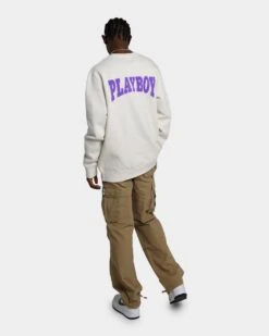 Playboy By Culture Kings Varsity Crewneck Ecru -Champioe Style 02042558 YE017 mens 0030