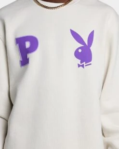 Playboy By Culture Kings Varsity Crewneck Ecru -Champioe Style 02042558 YE017 mens 0040