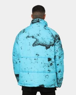 Saint Morta Acid Puffer Jacket Cyan/Black -Champioe Style 02042982 YD727 mens 0040