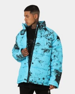 Saint Morta Acid Puffer Jacket Cyan/Black -Champioe Style 02042982 YD727 mens 0060