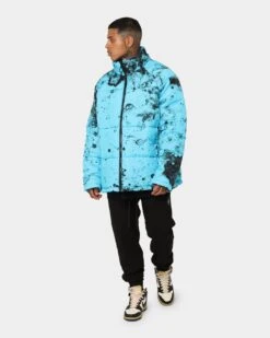 Saint Morta Acid Puffer Jacket Cyan/Black -Champioe Style 02042982 YD727 mens 0070