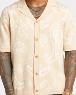 XXIII Ethan Paisley Button Up Shirt Cream -Champioe Style 02043164 YC600 mens 0030
