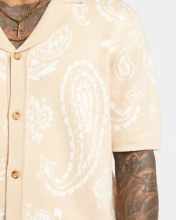 XXIII Ethan Paisley Button Up Shirt Cream -Champioe Style 02043164 YC600 mens 0070