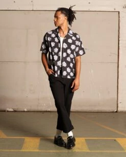 Saint Morta Vintage Rose Short Sleeve Shirt Black -Champioe Style 02044600 YB001 mens 0020