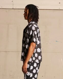 Saint Morta Vintage Rose Short Sleeve Shirt Black -Champioe Style 02044600 YB001 mens 0060 462517c4 6088 445f 905c 979f31c684ad