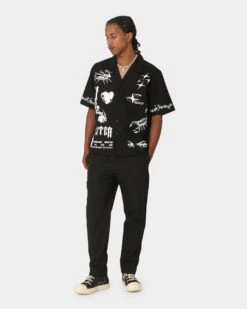 Loiter Tattoo Button Up Shirt Black -Champioe Style 02044715 YB001 mens 0030