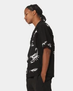 Loiter Tattoo Button Up Shirt Black -Champioe Style 02044715 YB001 mens 0070