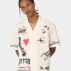 Loiter Tattoo Button Up Shirt Ecru -Champioe Style 02044715 YE017 mens 0010