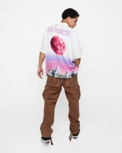 Loiter Mountain Range Button Up T-Shirt Off White -Champioe Style 02044722 YO007 mens 0040