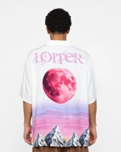Loiter Mountain Range Button Up T-Shirt Off White -Champioe Style 02044722 YO007 mens 0060