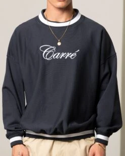 Carre Royal Oversized Crewneck Navy -Champioe Style 02044779 YN200 mens 0003