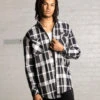 Saint Morta Mulberry Long Sleeve Flannel Shirt Black/White -Champioe Style 02044782 YB012 mens 00010