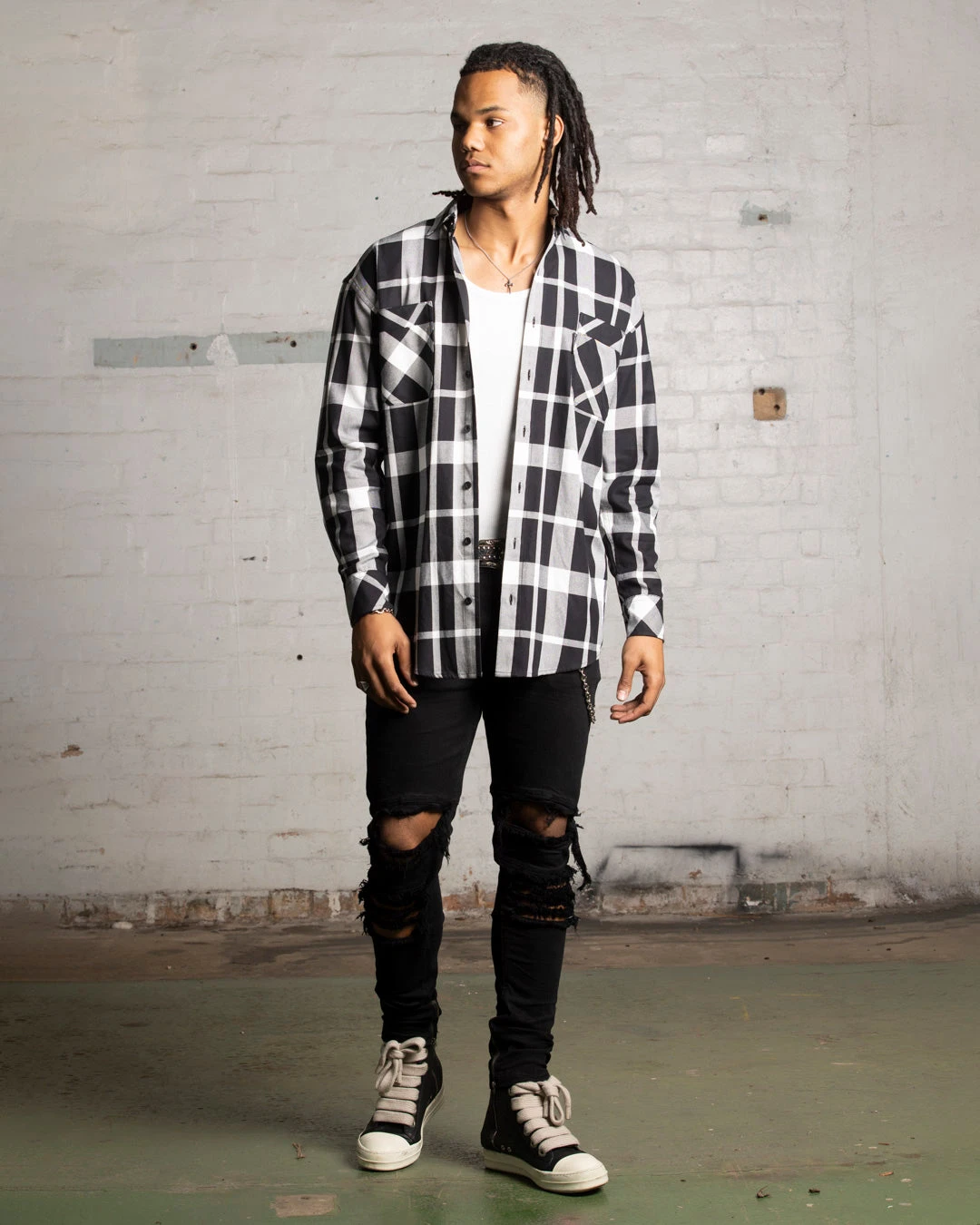 Saint Morta Mulberry Long Sleeve Flannel Shirt Black/White 4 Saint Morta Mulberry Long Sleeve Flannel Shirt Black/White - Image 2