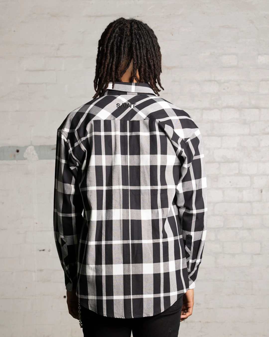 Saint Morta Mulberry Long Sleeve Flannel Shirt Black/White 6 Saint Morta Mulberry Long Sleeve Flannel Shirt Black/White - Image 4