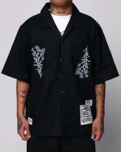Loiter Witness Button Up T-Shirt Black -Champioe Style 02044918 YB001 mens 000040