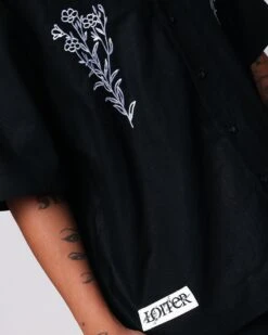 Loiter Witness Button Up T-Shirt Black -Champioe Style 02044918 YB001 mens 000090