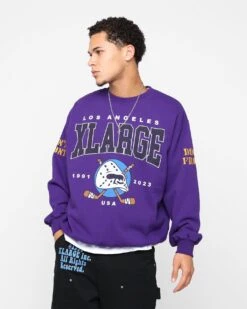 Champioe Style 5 X-Large Hockey Crewneck Sweatshirt Purple