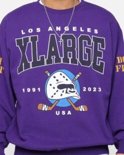 X-Large Hockey Crewneck Sweatshirt Purple -Champioe Style 02044975 YP200 mens 0030