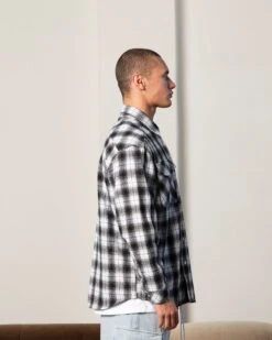 Carre Elevated Long Sleeve Button Up Shirt Black Plaid -Champioe Style 02045140 YB635 mens 0005