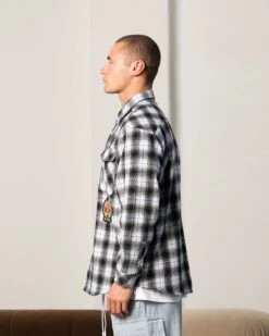 Carre Elevated Long Sleeve Button Up Shirt Black Plaid -Champioe Style 02045140 YB635 mens 0006