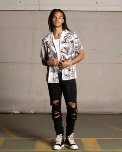 Saint Morta Babylon Short Sleeve Shirt Black/White -Champioe Style 02045153 YB012 mens 00020