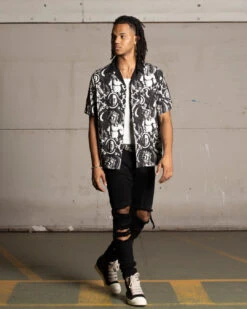 Saint Morta Mad God Short Sleeve Shirt Black/White -Champioe Style 02045154 YB012 mens 00020