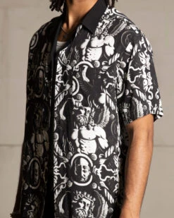 Saint Morta Mad God Short Sleeve Shirt Black/White -Champioe Style 02045154 YB012 mens 00070