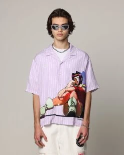 Loiter X Cowboy Bebop Button Up Shirt Lilac