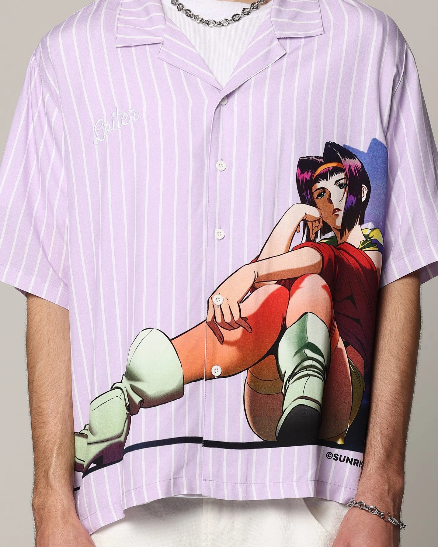 Loiter X Cowboy Bebop Button Up Shirt Lilac 6 Loiter X Cowboy Bebop Button Up Shirt Lilac - Image 4