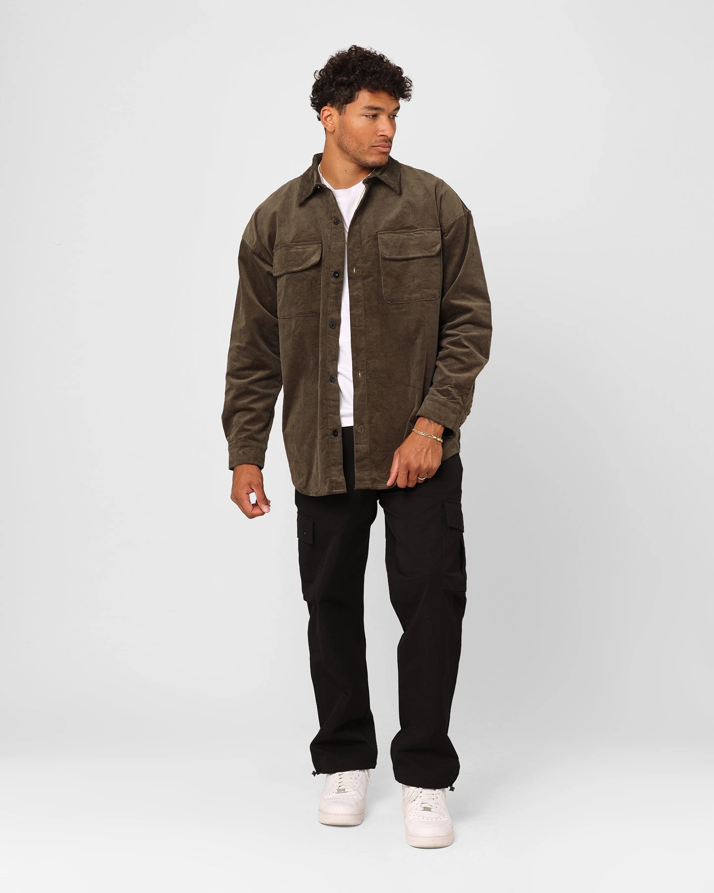 XXIII Emilio Corduroy Button Up Shirt Khaki 4 XXIII Emilio Corduroy Button Up Shirt Khaki - Image 2