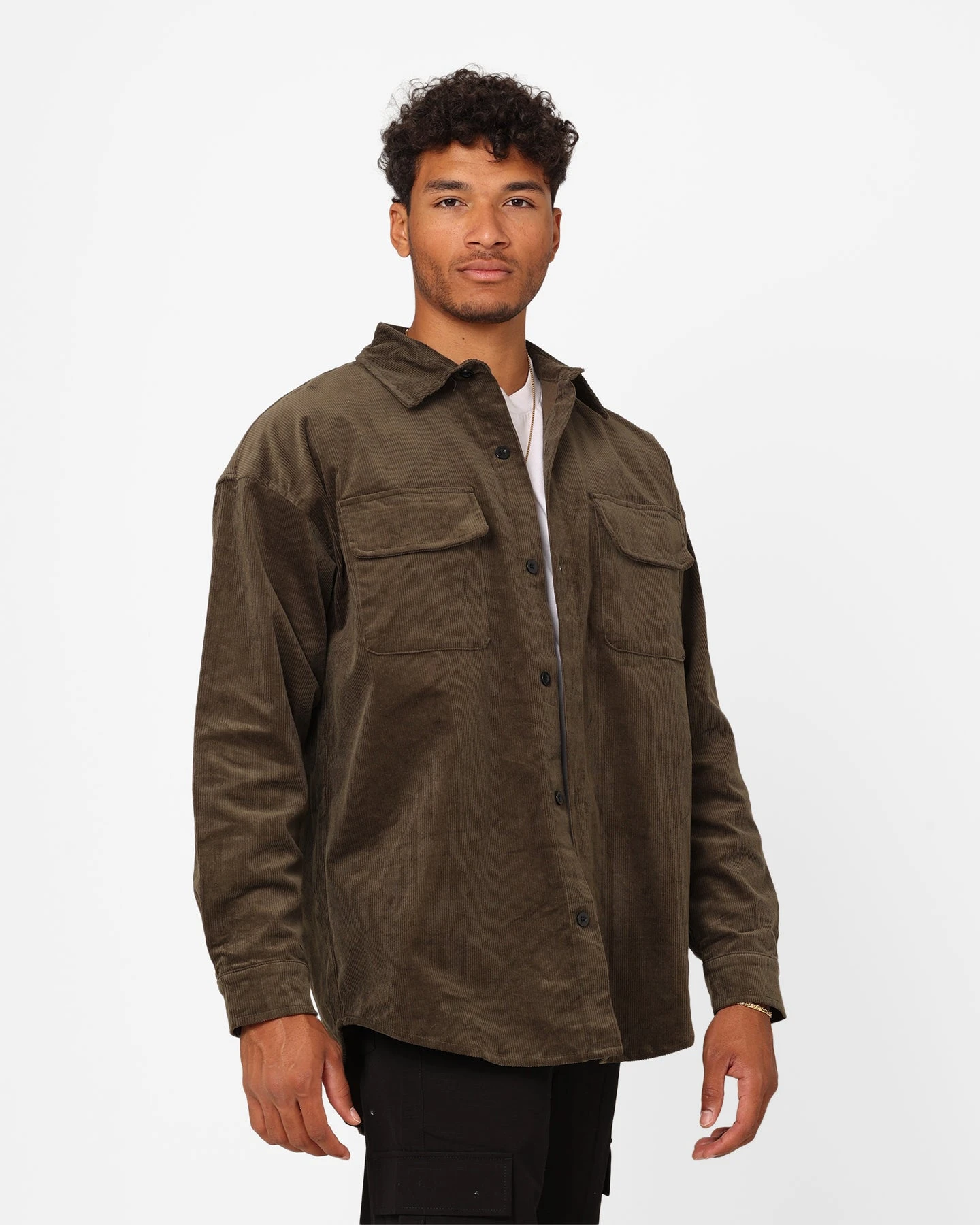 XXIII Emilio Corduroy Button Up Shirt Khaki 7 XXIII Emilio Corduroy Button Up Shirt Khaki - Image 5