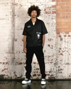 Saint Morta Roadhouse Short Sleeve Shirt Black -Champioe Style 02045381 YB001 mens 0030