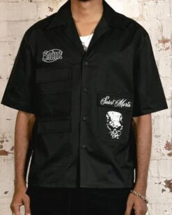 Saint Morta Roadhouse Short Sleeve Shirt Black -Champioe Style 02045381 YB001 mens 0040