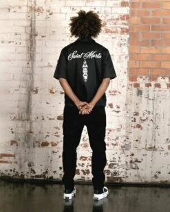 Saint Morta Roadhouse Short Sleeve Shirt Black -Champioe Style 02045381 YB001 mens 0080