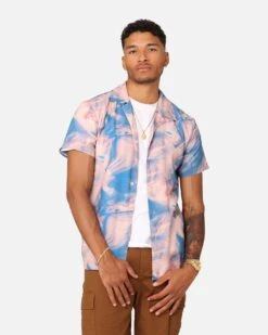 XXIII Distorted Button Up Shirt Pink/Blue