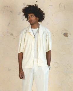 Champioe Style 36 404 Harbour Plisse Button Up Shirt Ecru