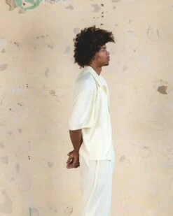 404 Harbour Plisse Button Up Shirt Ecru 11 404 Harbour Plisse Button Up Shirt Ecru -Champioe Style 02045506 YE017 mens 000050