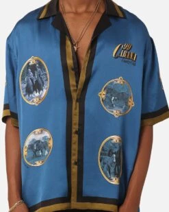 99 Cabana Country Club Silk Shirt Blue -Champioe Style 02045524 YX001 mens 0040