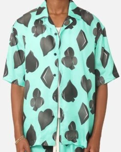 99 Cabana Four Suits Short Sleeve Button Up Shirt Teal/Black -Champioe Style 02045525 YT202 mens 0030